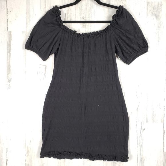 NWT Speechless Black Pucker Sweetheart Knit Short Sleeve Dress Women's Medium - Picture 8 of 12
